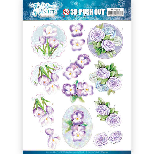 3D Die-cut sheet Jeanine's Art - Purple winter flowers SB10493