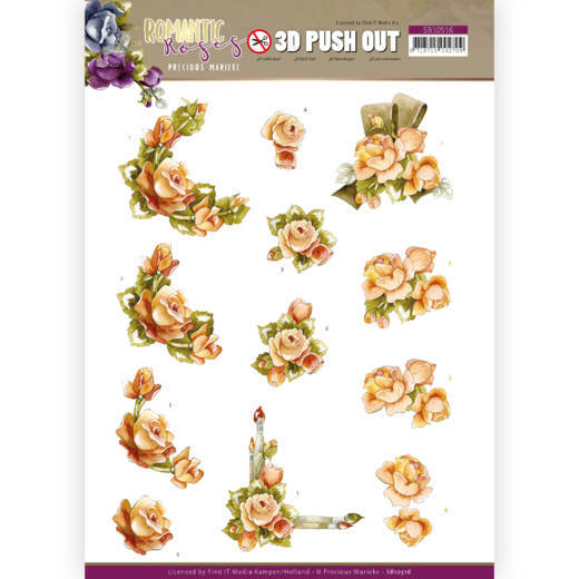 3D Die-cut Sheet Precious Marieke Orange Roses SB10516