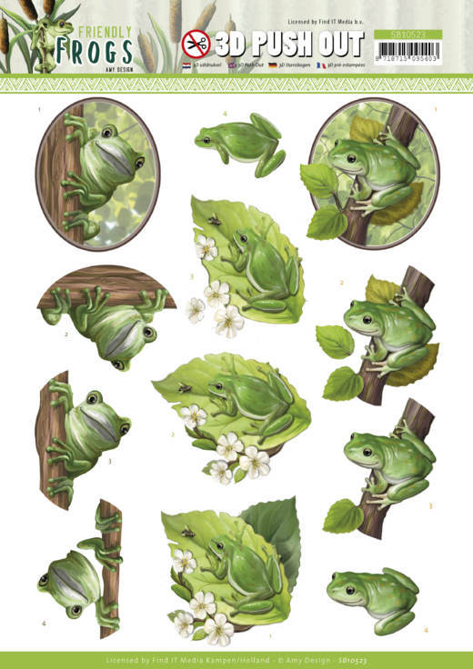 3D Die-cut Sheet Amy Design - Tree Frogs SB10523