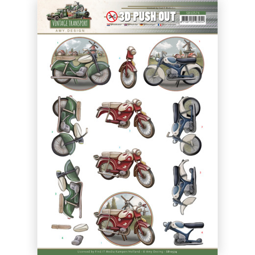 3D Stanzbogen - Amy Design - Vintage Moped SB10574