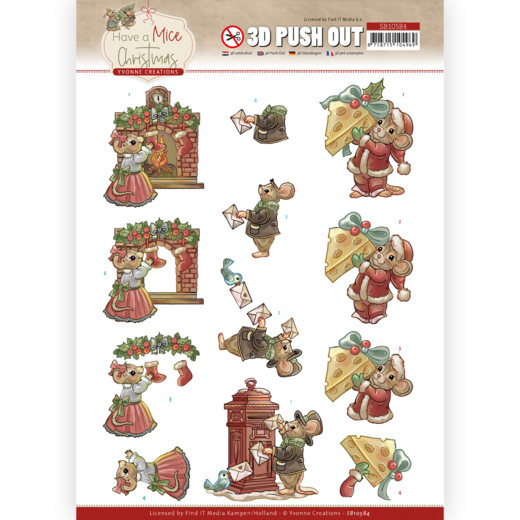 3D Die-cut Sheet Yvonne Creations - Christmas Cards SB10584