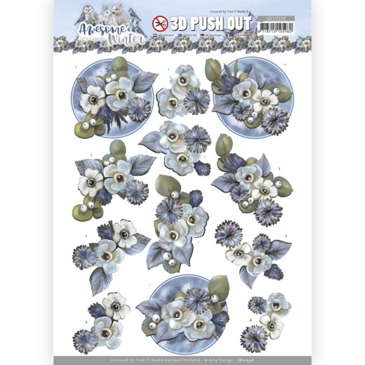 3D Die-cut Sheet Amy Design - Winter Flowers SB10598
