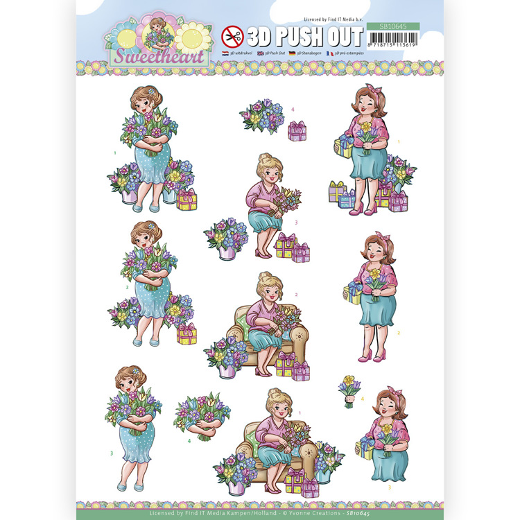 3D Die-cut Sheet Yvonne Creations - Flowers and Gifts SB10645