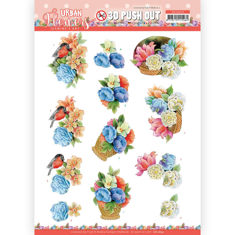 3D Die-cut Sheet Jeanine's Art - Basket of Flowers SB10659