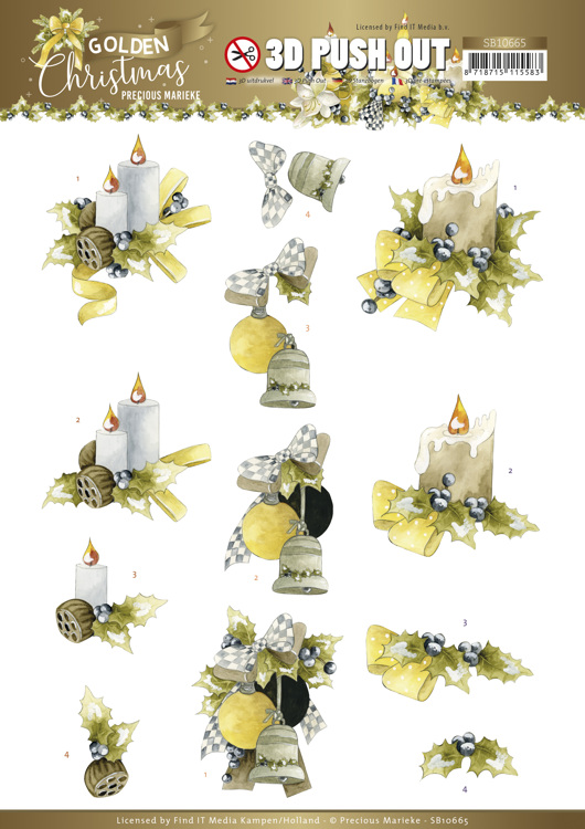 3D Die-cut Sheet Precious Marieke - Christmas Bells SB10665