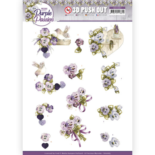 3D Stanzbogen Precious Marieke - Purple Violets SB10683
