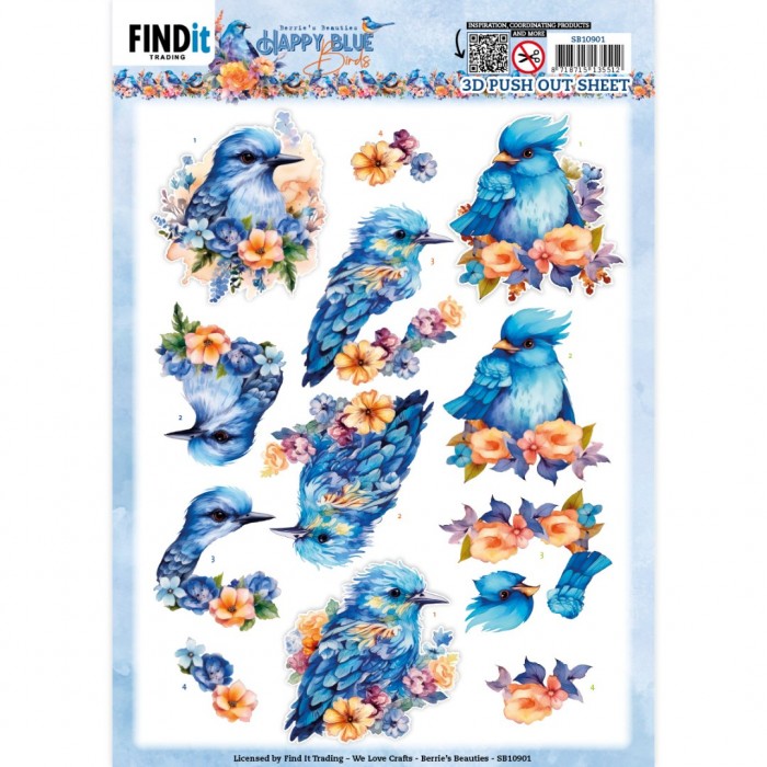 3D Stanzbogen Berries Beauties - Blue Bird SB10901
