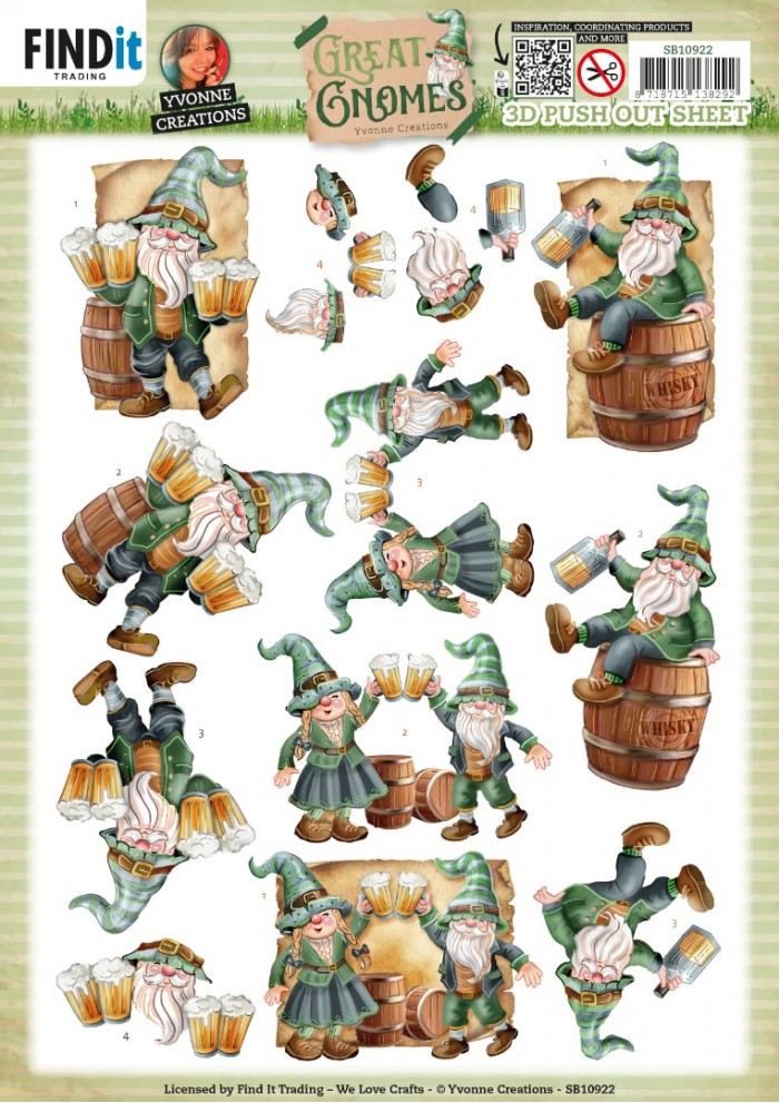 3D Die Cut Sheet Yvonne Creations - Party Gnomes SB10922