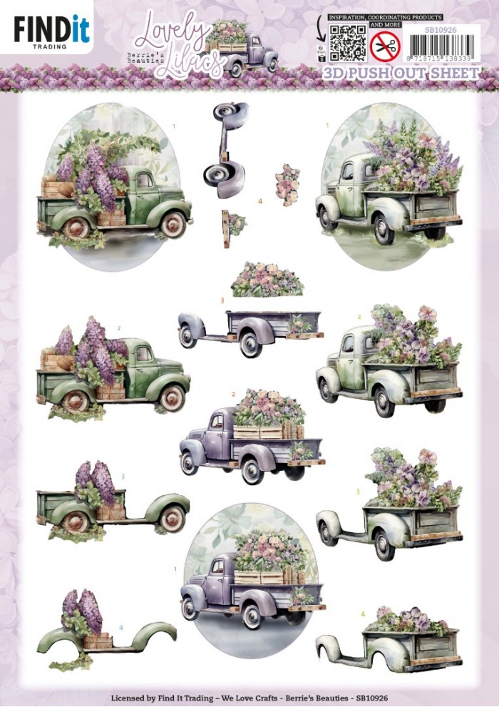 3D Die Cut Sheet Berries Beauties - Lovely Cars SB10926