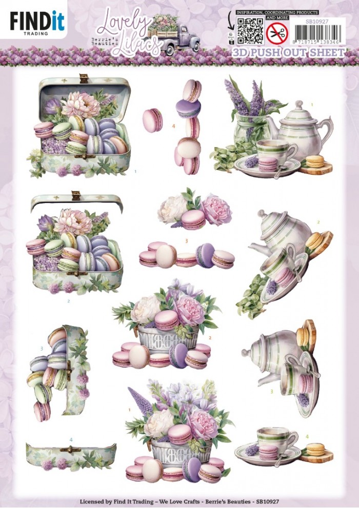 3D Die Cut Sheet Berries Beauties - Lovely Macarons SB10927 - Click Image to Close