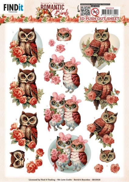 3D Die Cut Sheet Berries Beauties - Romantic Owl SB10928
