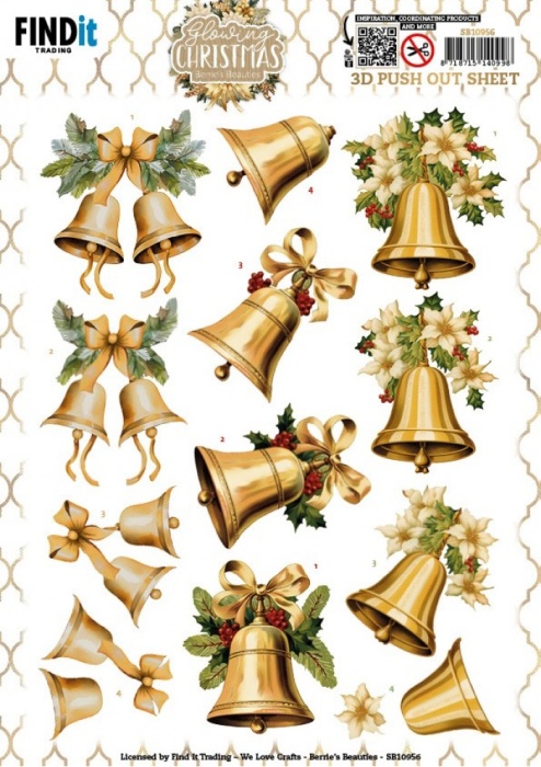 3D Die Cut Sheet Berries Beauties - Christmas Bells SB10956