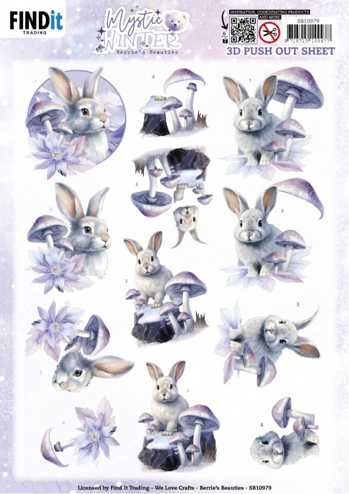 3D Stanzbogen Berries Beauties - Mystic Rabbits SB10979