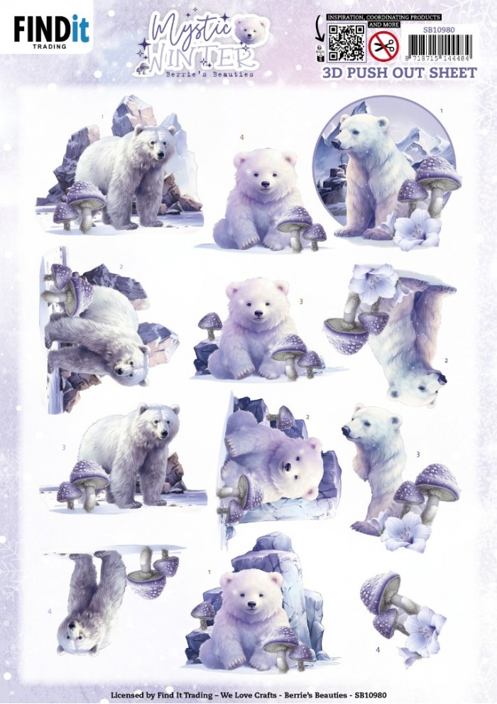 3D Stanzbogen Berries Beauties - Mystic Polar Bears SB10980