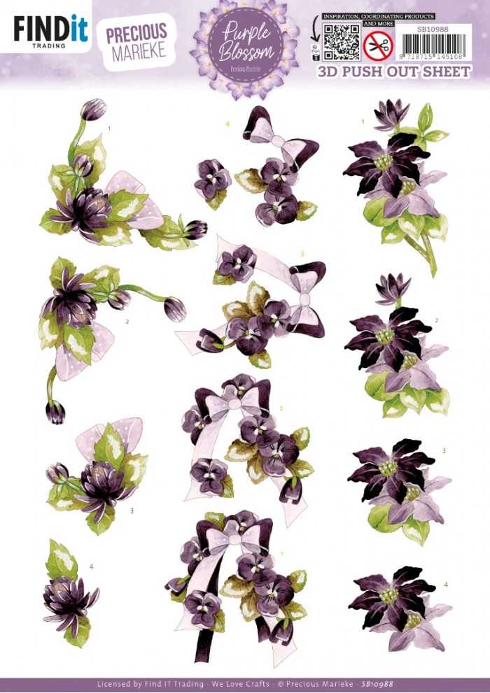 3D Stanzbogen Precious Marieke - Purple Blossom SB10988