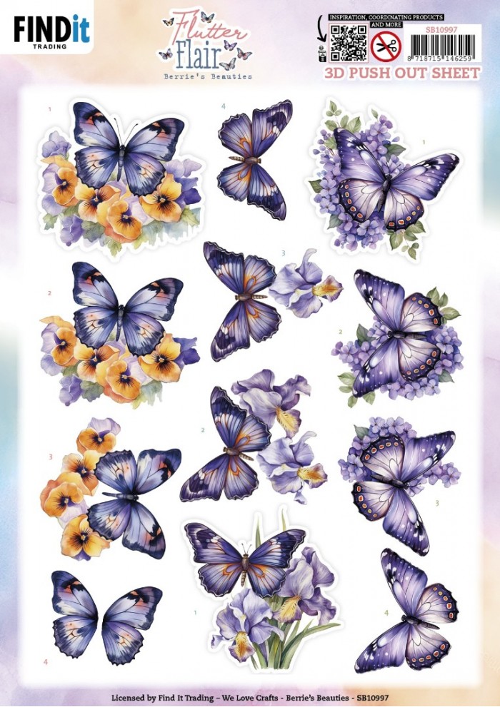 3D Stanzbogen Berries Beauties - Purple Flutters SB10997