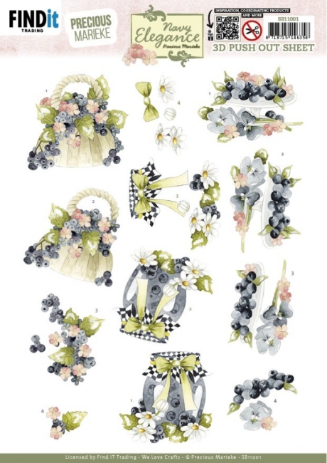 3D Stanzbogen Precious Marieke - Blue Berries SB11001