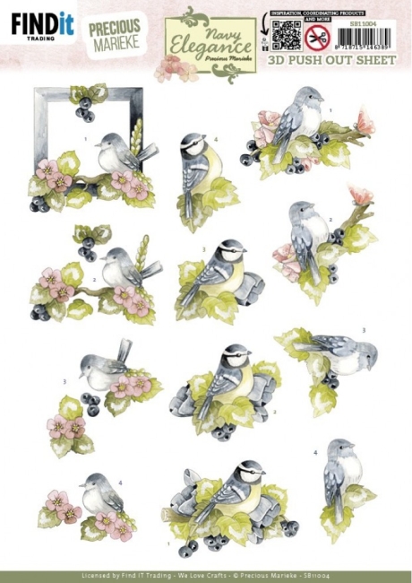 3D Stanzbogen Precious Marieke - Blue Birds SB11004