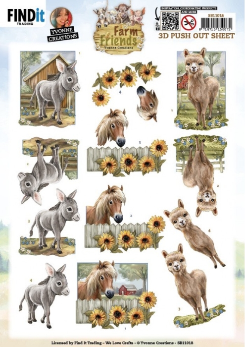 3D Die Cut Sheet Yvonne Creations - Donkey SB11018