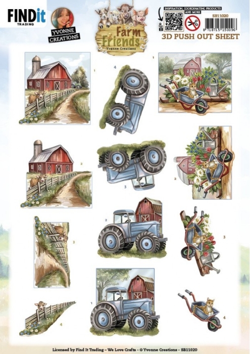 3D Die Cut Sheet Yvonne Creations - Farm Yard SB11020