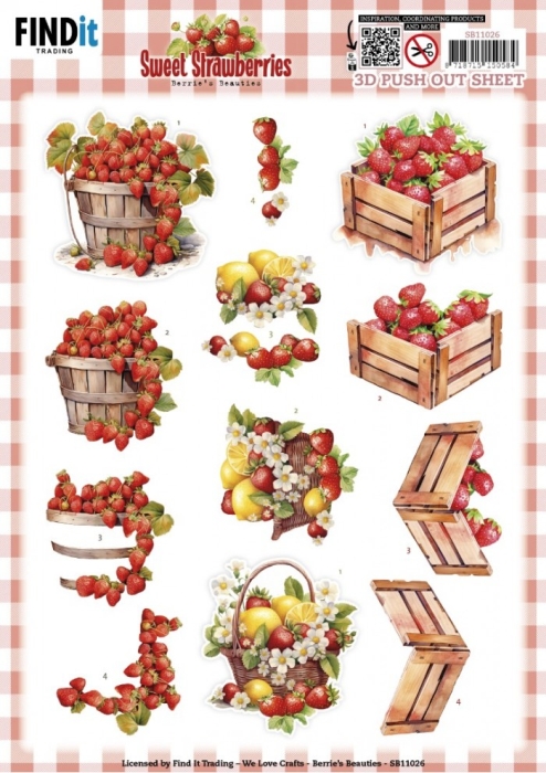 3D Stanzbogen Berries Beauties - Strawberries in Basket