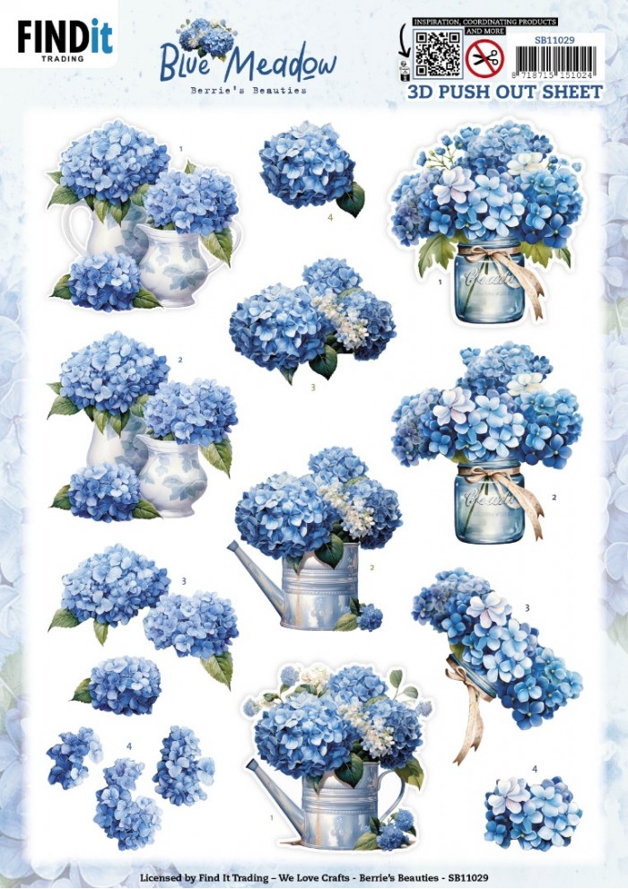 3D Stanzbogen Berries Beauties - Blue Meadow Vase SB11029