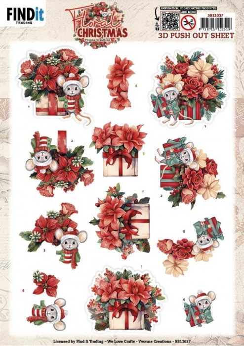 3D Stanzbogen Yvonne Creations - Floral Presents SB11037