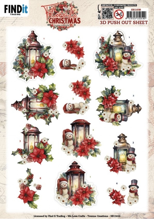 3D Stanzbogen Yvonne Creations - Floral Lantern SB11039