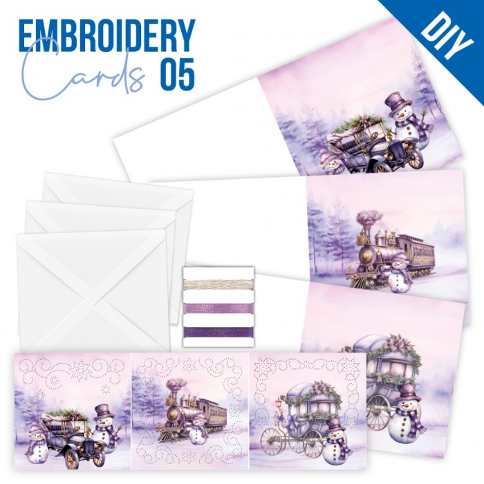 Stitch and Do Vorbedruckte Karten Set 5 - Purple Christmas