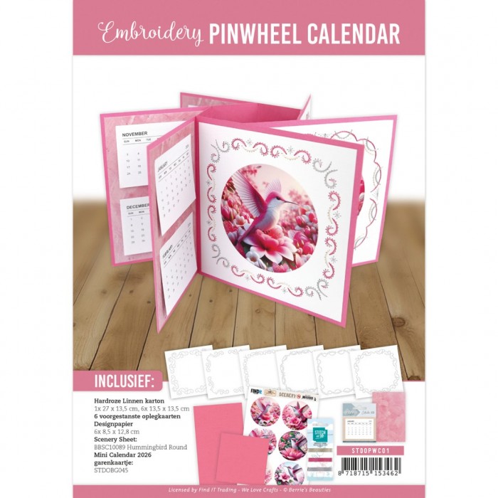 Embroidery Pinwheel Calendar - Hummingbirds