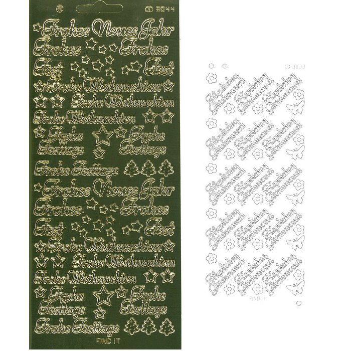 Sticker Find It CD3044 - Frohes Neues Jahr - Gold
