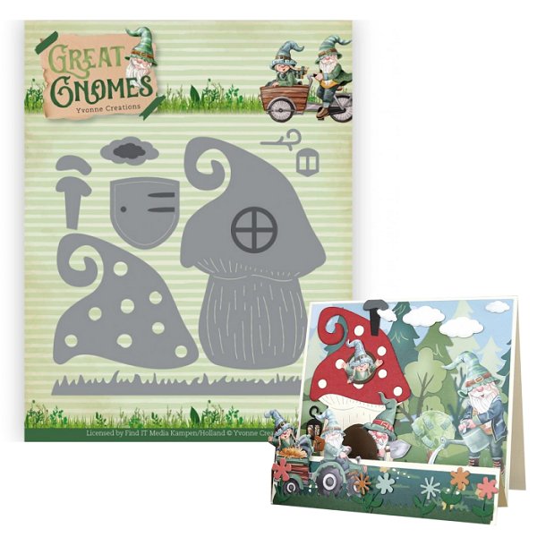 Yvonne Creations Stanzschablone - Gnome Home YCD10350