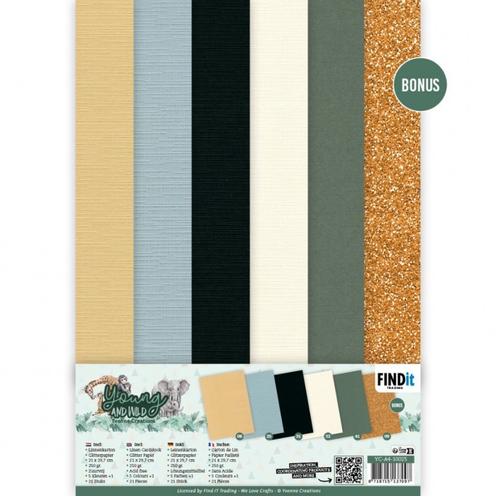 Linen Cardstock Pack - Young and Wild - A4 - Click Image to Close