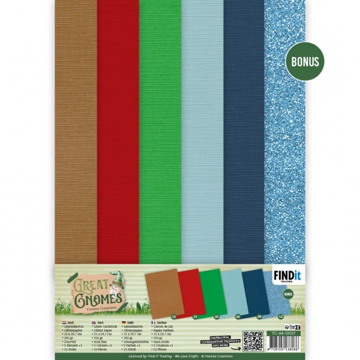 Linen Cardstock Pack - Great Gnomes - A4 - Click Image to Close