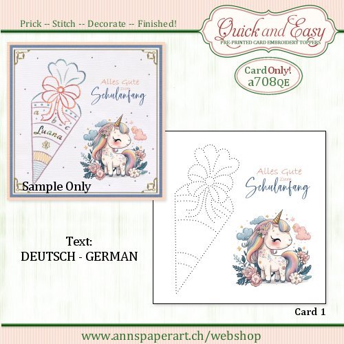 a708 Quick and Easy Card ONLY (#1) German (NO Instructions)