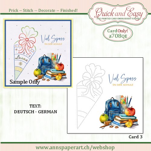 a708 Quick and Easy Card ONLY (#3) German (NO Instructions)