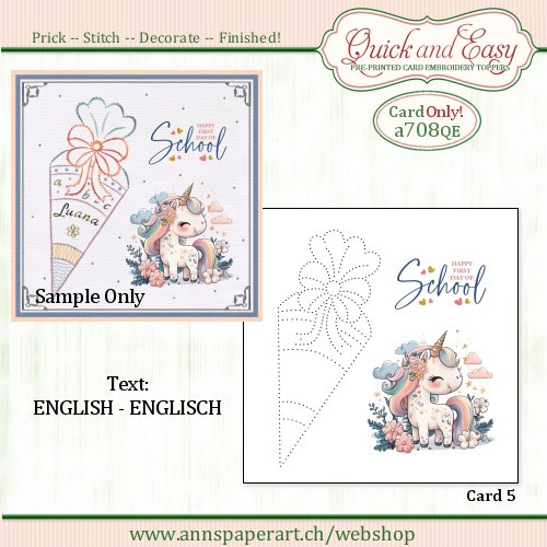 a708 Quick and Easy Card ONLY (#5) English (NO Instructions)