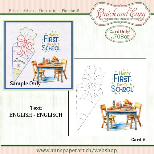a708 Quick and Easy Card ONLY (#6) English (NO Instructions)