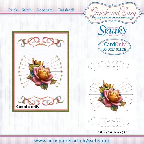 Sjaak's Stitching pattern CO-2017-011 (A6) Quick&Easy Card ONLY