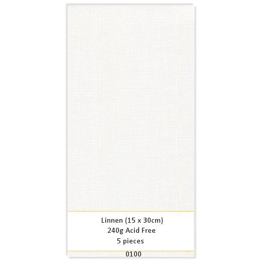 Linen Cardstock White (5 pces 15 x 30cm)
