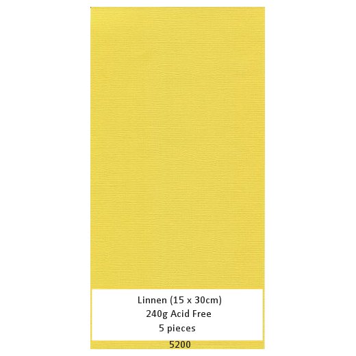 Linen cardstock Mustard (5 Sheets 15 x 30cm)