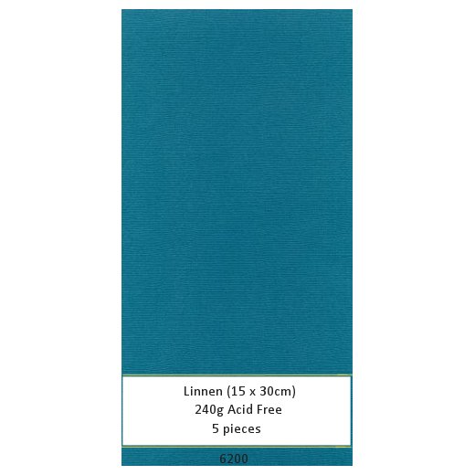 Linen Cardstock Dark Aqua (5 Sheets 15 x 30cm)