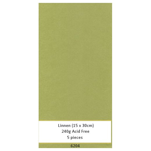 Linen Cardstock Pear Green (5 Sheets 15 x 30cm)