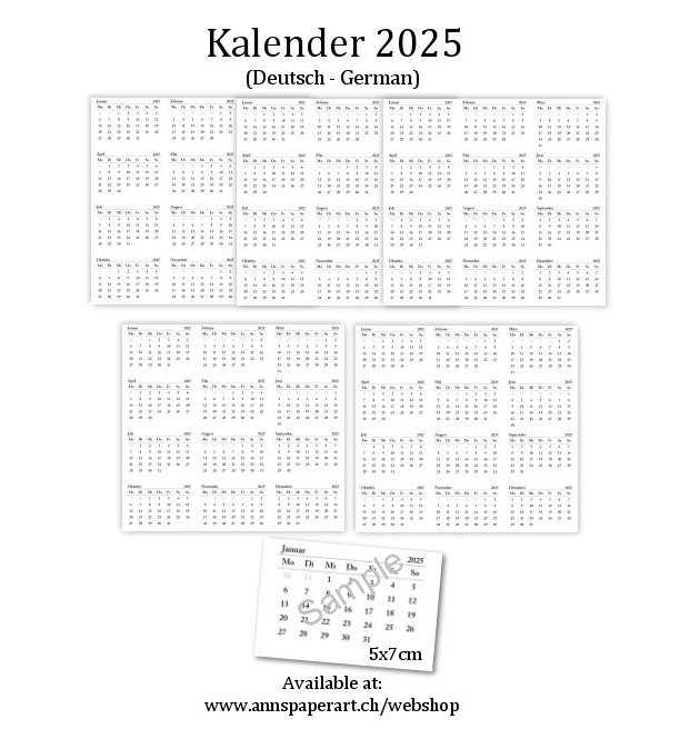 DIY Kalenderbogen 2025 (Deutsch)