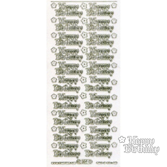 Stickers Starform 334 - Happy Birthday - Transparent/Gold