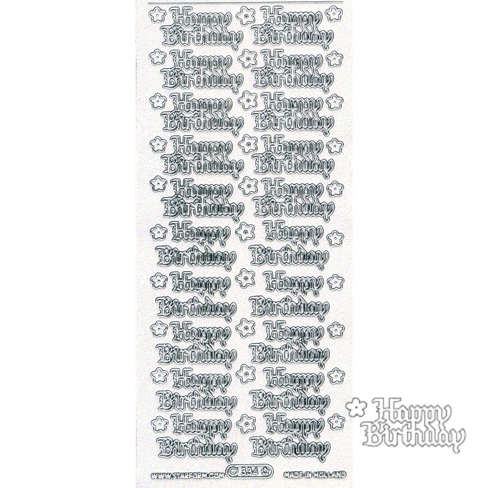 Stickers Starform 334 - Happy Birthday - Transparent/Silber