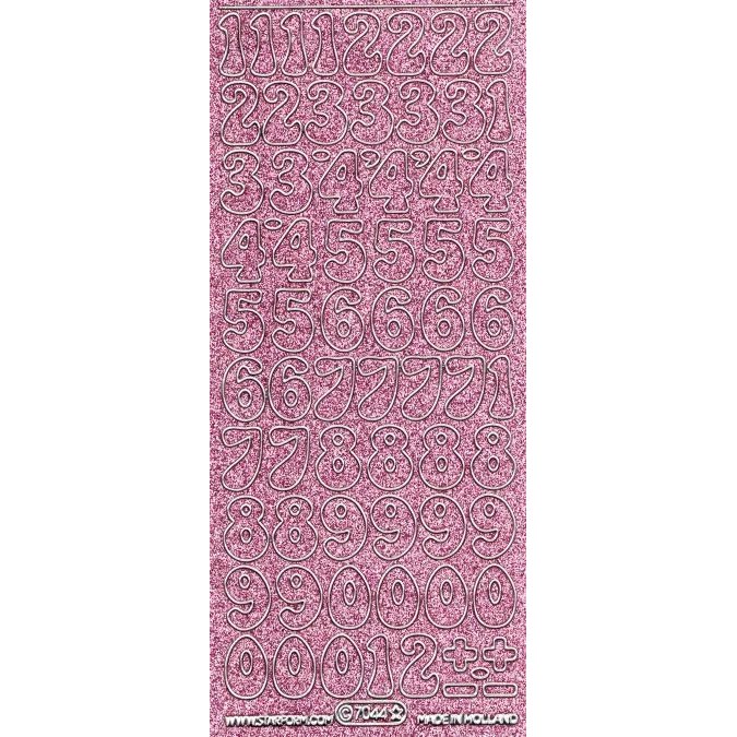 Starform Stickers 7044 - Number XL - Glitter Rosa/Silber