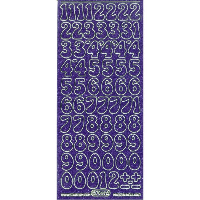 Starform Stickers 7044 - Number XL - Glitter Violet/Silber